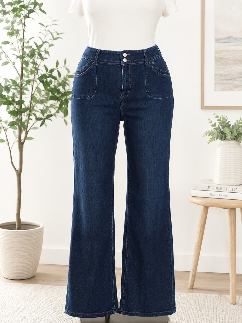 Lane Bryant Trouser Jeans Size 18 Dark Wash Tighter Tummy Stretch Denim